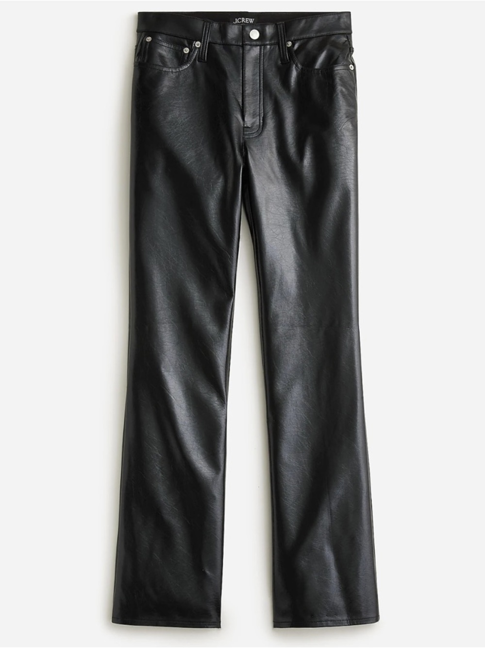 J. Crew Black Faux Leather Straight Leg High Rise 5 Pocket Pants Womens Size 25